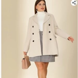 Chic Cream Double-Breasted Women's Pea Coat